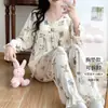 Pijama de Manga Larga para Mujer Primavera y Otoño con Sujetador Incorporado Nuevo Estilo Princesa Juvenil Ins Lindo Conjunto para Dormitorio y Hogar