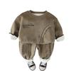 Ropa para Niños Yihao Traje de Otoño e Invierno para Niños Nuevo 2025 Sudadera de Terciopelo Estilo Coreano Conjunto Suelto de Dos Piezas Ropa para Bebé Niño