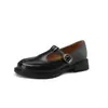 Zapatos casuales de tira en T con punta redonda y hebilla para estudiantes, zapatos de mujer talla grande C04-13