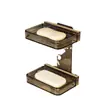 Plato para Jabón de Baño de PET Estante de Almacenamiento para Inodoro de Doble Capa sin Taladro Ventosa Montado en Pared Drenante Almacenamiento Soporte para Jabón