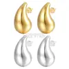 Brincos Europeus e Americanos Mais Vendidos da Amazon em Aço Inoxidável Vazado em Forma de Gota d'Água, Brincos Lisos Banhados a Ouro em Forma de Gota, Acessórios de Orelha em Forma de Gota d'Água