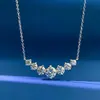 Colar de moissanite D color, colar com sete sorrisos de princesa, corrente de clavícula em prata esterlina 925, pingente de 1 quilate, alto sentido, fronteira cruzada