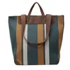 Bolso de lona a rayas de bloques de color de moda de gran capacidad nuevo 2026, bolso de mano para mujer, bolso de hombro y bolso de axila