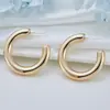 Novedad Pendientes estilo europeo y americano en forma de C color dorado claro pendientes de aguja de plata versátiles de alta calidad pendientes de anillo liso simples joyería para orejas