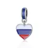 Accesorios para Pulseras Transfronterizas Colgante de Corazón Joyería DIY Colgante de Collar con Bandera Rusa Colgante de Celebración Hecho a Mano