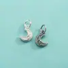 Pingente de Prata Esterlina S925 Pingente Estrela Lua Pingente Planeta Meteoro Pingente Estrela de Cinco Pontas Pulseira de Cristal Estilo Coreano Pingente de Prata