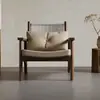 Sillón Individual Retro Escandinavo Sofá Madera Maciza Hotel Casa de Huéspedes Balcón Casual Sala de Estar Recepción Silla Casual