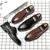 Zapatos de cuero de punta británica para negocios, moda casual, negros, talla grande, zapatos formales transfronterizos, zapatos de cuero guapos para hombre trabajador de oficina