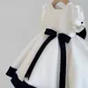 Vestido para el primer cumpleaños de niña, nuevo vestido formal de satén 2026 para celebración de cumpleaños, elegante vestido de princesa para dama de honor, vestidito blanco y negro