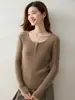 Suéter Básico de Punto Sin Costuras para Mujer, Cuello Redondo, Cremallera Media de 12 Calibres, Ajuste Delgado, Estilo Simple, Nuevo para Otoño 2026
