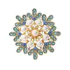 Broche de estrela-do-mar com flor de pérolas e strass, acessório de moda de alta qualidade para ternos e vestidos, broche decorativo de luxo leve