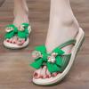 Sandalias de verano para mujer, con punta redonda, suela gruesa, antideslizantes, con lazo y sin cabeza, para uso exterior, con tacón grueso, para playa
