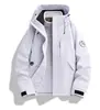 Chaqueta Cortavientos para Exteriores Otoño Invierno Tres en Uno con Forro Polar con Capucha Cálida Engrosada Moda Parche Traje de Montañismo