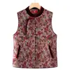 Chalecos para Mujeres de Mediana Edad y Mayores para Madres, Chalecos Florales de Otoño e Invierno, Ropa de Invierno para Mujeres, Cuello Alto Estilo Chino, Chaquetas Chaleco de Abuela para Mujeres