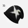 Gorro de lana para mujer, para otoño e invierno, apilado, para parejas, de punto, para primavera y otoño, con forma de luna y cabeza grande, cálido