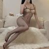 Lencería Sexy Europea y Americana Zuijiao, Tentación de Red Sexy, Ropa de Red, Traje Top Tubo con Aberturas para Mujer, No Necesita Quitarse el Traje