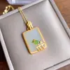 Colgante de Marca Wushi de Jade Incrustado en Oro Collar de Jade Hetian Jaspe Transmisión en Vivo Incrustación Natural