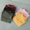 Versão coreana de camisa base de algodão escovado de gola alta para crianças meninos e meninas casaco base de algodão não desbota e não faz bolinhas