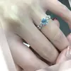 Comercio Exterior Venta Caliente Alta Imitación Natural Santa Maria Zhengyuan Aguamarina Lujo Ligero Anillo Combinable Anillo con Sensación de Alta Gama para Mujer