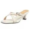 Sandalias de Suela Blanda Estilo Francés para Mujer, Para Verano al Aire Libre, Piel Suave, Cómodas, Tacón Delgado, Tira Única, Pantuflas de Tacón Alto