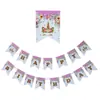 Comercio Exterior Rosa Ceja Unicornio Suministros para Fiesta de Cumpleaños Mantel Plato de Papel Bandera Banderín Set de Decoración