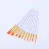 Pincel de Tinta a Óleo Acrílico de Nylon 10 Peças Caneta de Traço Fino para Estudante de Arte Caneta de Pintura Colorida Caneta de Pintura Infantil Cabelo Macio Giz de Cera