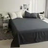 Juego de cuatro piezas de algodón lavado estilo ins, color liso, minimalista moderno, ultrasuave y amigable con la piel, sábana bajera y funda de edredón, juego de cuatro piezas para dormitorio de estudiante