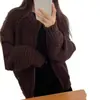Cardigã de novo design com zíper duplo, espessado, estilo coreano, para outono e inverno, moderno e versátil, caimento solto, emagrecedor, jaqueta suéter de manga longa