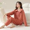 Pijamas de mujer de otoño e invierno de algodón grueso con capa intermedia de algodón de aire para madre de mediana edad, primavera y otoño, traje de ropa de hogar de algodón fino de talla grande