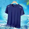 Camiseta de manga corta para hombre para verano, malla de seda helada de media manga, casual, talla grande, secado rápido, holgada