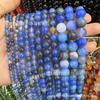 Ventas Directas de Fábrica de Ágata Envuelto en Seda Joyería Suelta Pulsera de Ágata Rayada Azul con Cuentas Redondas Accesorios de Joyería Semi-Terminados para DIY