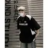 Camiseta de Manga Curta para Homem, Novo Estilo de Verão, Marca de Moda Americana High Street de Peso Pesado, Mangas Raglan de Cor Contrastante, Camiseta Solta de Meia-Manga para Homem
