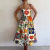 Vestido de tirantes casual, elegante y a la moda, estampado digital nuevo, transfronterizo, vestido de verano para mujer