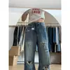Jeans rectos para mujer para verano, con un diseño elegante, detalles rotos, efecto adelgazante, adecuados para tipos de cuerpo de pera, talla grande, pantalones de pierna ancha retro americanos