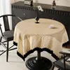 Toalha de mesa redonda estilo vintage, lavável, à prova d'água, à prova de óleo, novo modelo 2025, luxo leve, toque de alta qualidade, toalha de mesa redonda retrô para mesa de centro