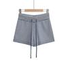 2025 Nuevo Verano Europeo y Americano Ropa Exterior Casual Deportes Ajustado Adelgazante Pequeño Cintura Alta Rayado Tejido Shorts Mujer
