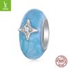 Abalorio de plata de ley 925 con forma de estrella de ensueño, cuentas de silicona, color azul, para pulsera, accesorios de bricolaje