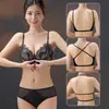 Broche Delantero Ajustable Ropa Interior Cruzada para Mujer Sin Aros Push-up Auxilio Superior Delgado Inferior Grueso Encaje Hermosa Espalda Conjunto de Sujetador