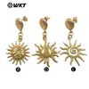 Wt-E806 Exportación Europea y Americana Más Vendido Estilo Ins Pendientes Largos de Latón con Colgante de Girasol para Niñas con Estilo Único