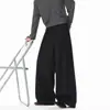 Pantalones fluidos de largo hasta el suelo, marca vintage de moda, pierna ancha curva estilo callejero americano, pantalones casuales plisados de trabajo para mujer, corte relajado para hombre