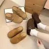 Cinturón de Cuero Retro Otoñal Hebilla de Un Paso 2026 Suela Gruesa Punta Cerrada Medias Pantuflas Zapatos de Mula para Mujer Elevador de Talón Oculto