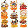 Nuevo Set de Banderas Decorativas de Acción de Gracias Transfronterizas de Amazon Hoja de Arce Otoñal Calabaza Pastel Inserto Flor Banner