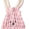 Touca Seca Cabelo Infantil Touca Chuveiro Bebê Meninas Desenho Animado Fofo Orelhas de Coelho Absorvente Veludo Coral Alto Shampoo Espessado Secagem Rápida