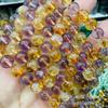 Pulseira de Cristal Rosa Ametista Natural 8mm Cristal Branco Várias Pedras Preciosas Cristal Pedra Bruta Pulseira Cinco Elementos Atacado