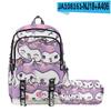 3D Nuevo Producto Impreso Periférico Sanrio Kuromi Kuromi Mochila Escolar Estuche de Lápices de Doble Capa Traje de Dos Piezas