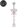 Venta Caliente Transfronteriza G23 Mariposa Perforada Flor Circona Anillo para Uña Uña Uña Anillo F136 Aleación de Titanio Joyería para Perforación