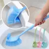 Escova de vaso sanitário de plástico espesso com cabo longo, dupla face, para cantos mortos, cerdas macias, escova para frestas de vaso sanitário de banheiro, curva
