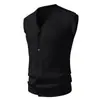 Transfronterizo 2025 Nuevo Chaleco de Punto para Hombre Multicolor Trenzado Cuello en V Sin Mangas Cárdigan Chaleco Suéter de Negocios para Hombre