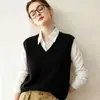 Chaleco de Cachemira Versátil Casual Estilo Coreano Sensación de Alta Gama para Mujer de Punto con Cuello en V Sin Mangas Prenda Interior para Superponer Chaleco de Lana