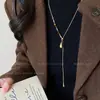Heroína de Drama Coreano~Colar de Ouro Cor de Café Gota d'Água para Mulheres 2025 Novo Outono e Inverno Corrente de Suéter Puxável Acessório Único